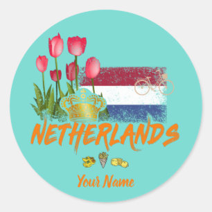 Niederlande Vintage Holland-Flagge und niederländi Runder Aufkleber
