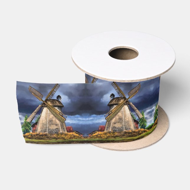 Niederlande Windmill Landscape Gift Ribbon Satinband (Spule)