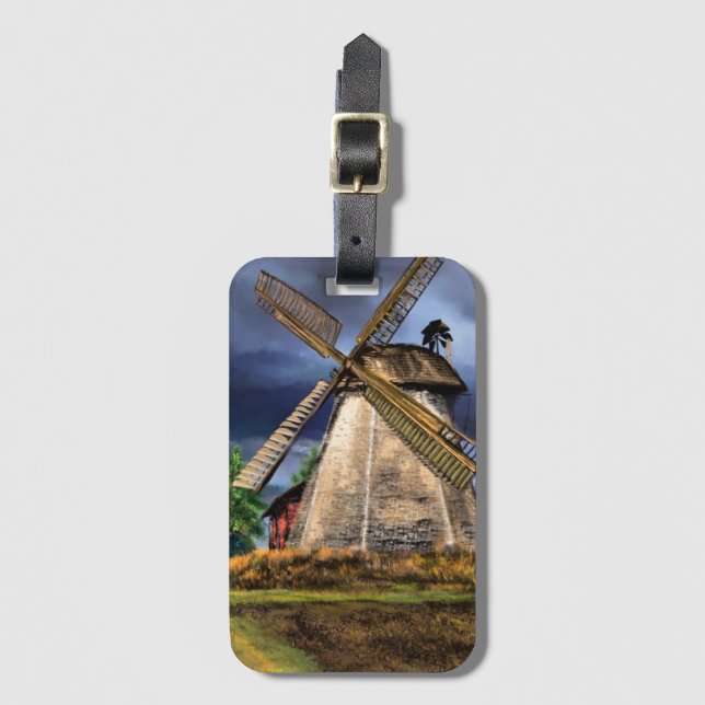 Niederlande Windmill Luggage Tag Gepäckanhänger (Vorderseite Vertikal)
