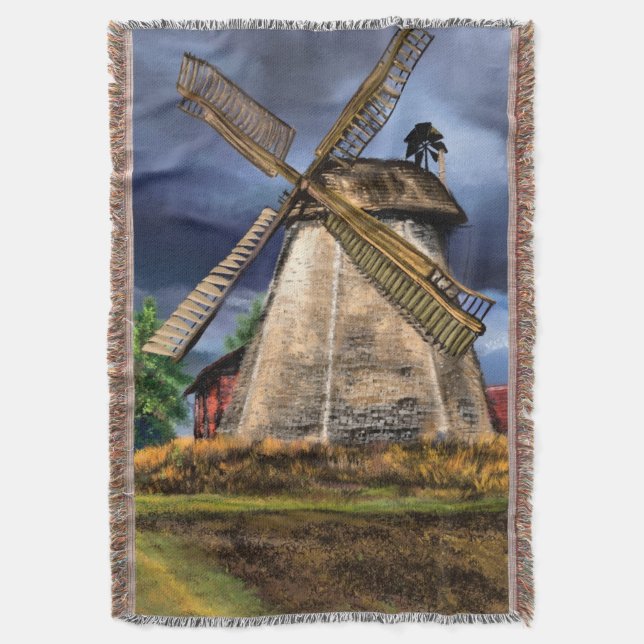 Niederlande Windmühle Landschaft Throw Blanket Decke (Vorderseite Vertikal)