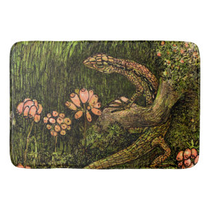 Niederländisch Art Nouveau Lizard und Wildblumen Badematte