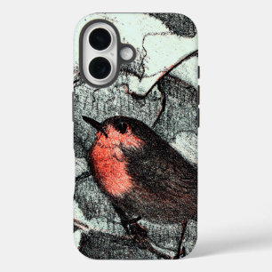Niederländisch Art Nouveau Robin Bird im Winter iPhone 16 Hülle