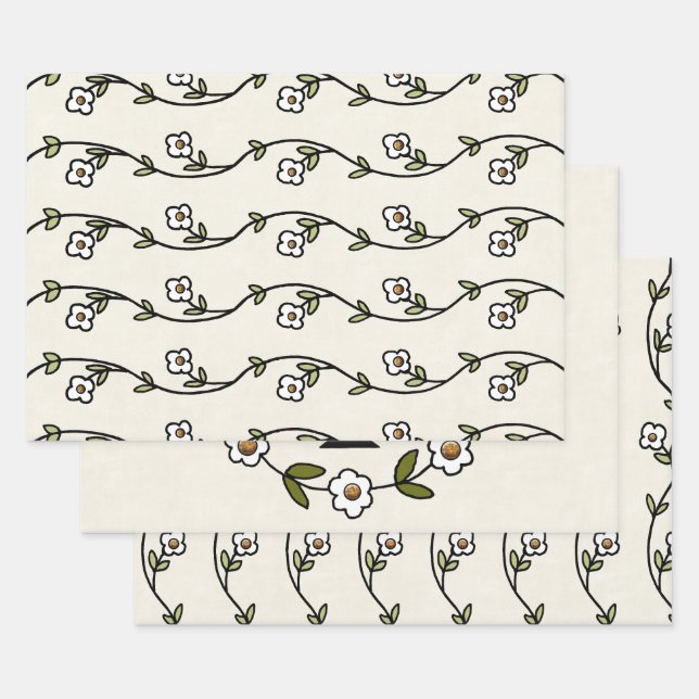 Niederländisch Country Folk Floral Geschenkpapier Set (Set)
