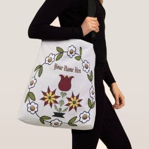 Niederländisch Country Folk Floral Tragetaschen Mit Langen Trägern