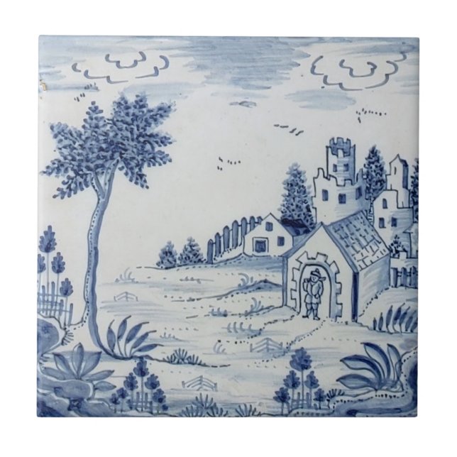 Niederländisch Delft Tile Antique Reproduction-24 Fliese (Vorderseite)