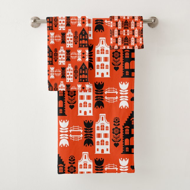 Niederländisch Folk Art Print Badhandtuch Set (Insitu)