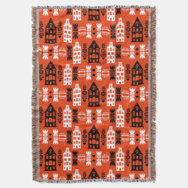 Niederländisch Folk Art Print Decke (Vorderseite Vertikal)