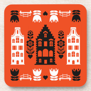 Niederländisch Folk Art Print Getränkeuntersetzer