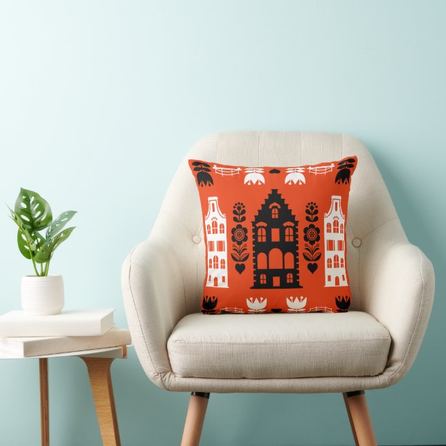Niederländisch Folk Art Print Kissen (Stuhl )