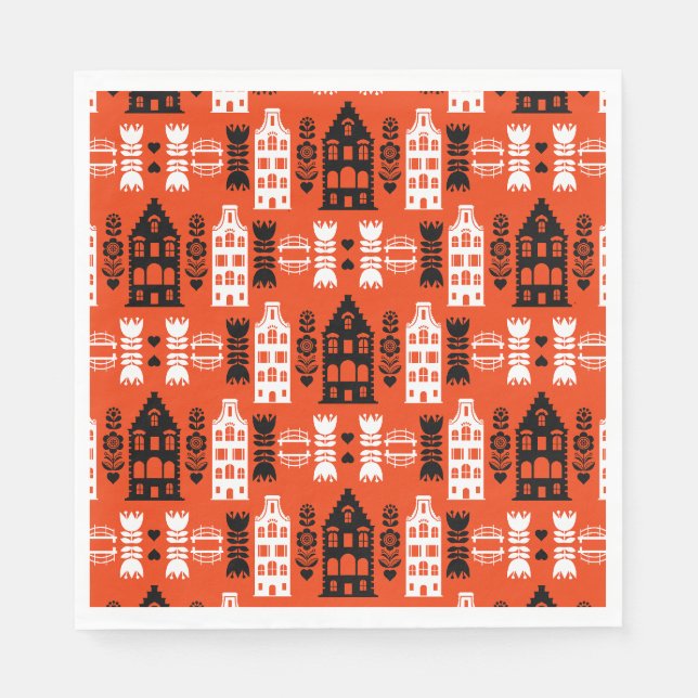 Niederländisch Folk Art Print Serviette (Vorderseite)