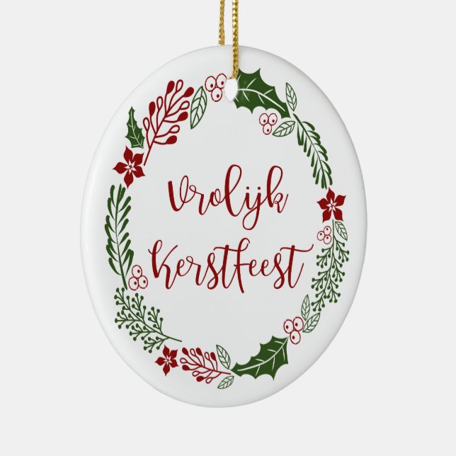 Niederländisch Frohe Weihnachtsfeier, Vrolijk Kers Keramik Ornament (Rechts)