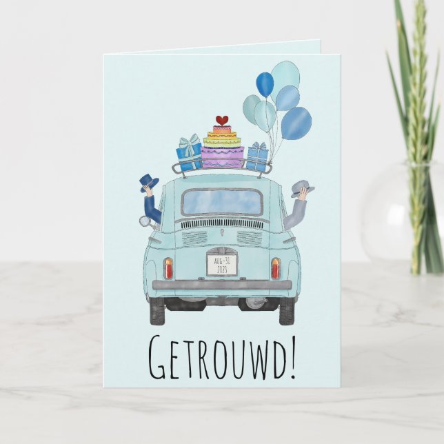Niederländisch Gay Glückwunsch Hochzeit Fiat 500 Karte (Vorderseite)