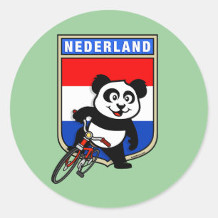 Niederländisch-Radfahrer Panda Runder Aufkleber