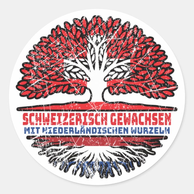 Niederländisch Schweizer Runder Aufkleber (Vorderseite)