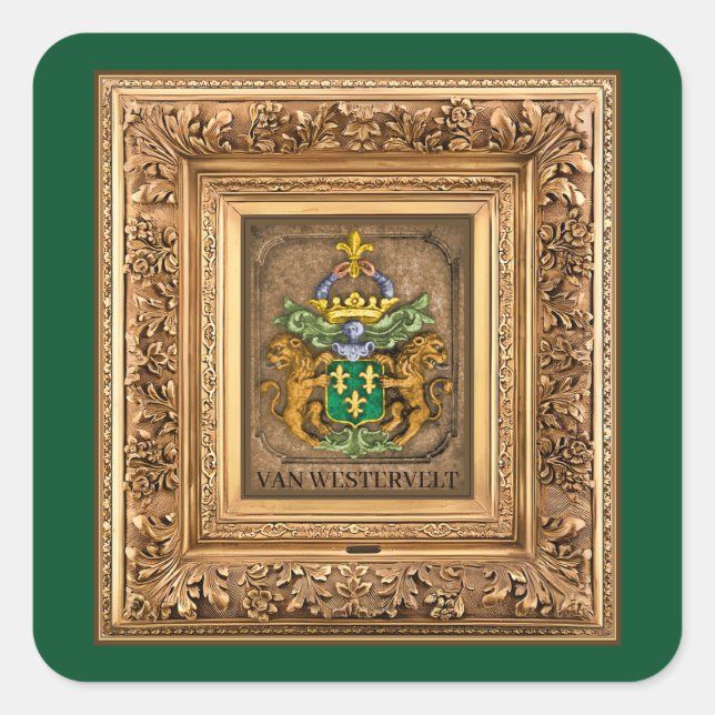 Niederländisch Van Westervelt Familienwappen Quadratischer Aufkleber (Vorderseite)