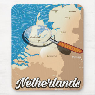 Niederländisch Vintage Karte Ferienplakat Mousepad