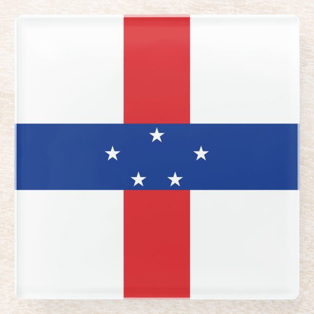 Niederländische Antillen-Flagge Glasuntersetzer (Vorderseite)