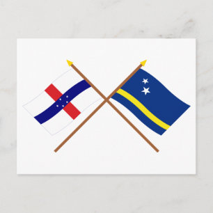 Niederländische Antillen und Crossed Flags von Cur Postkarte