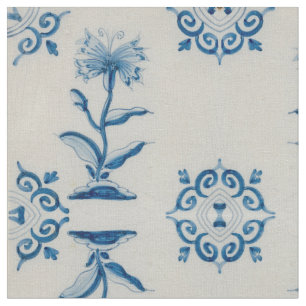 Niederländische blaue Blumen-Fliese Stoff