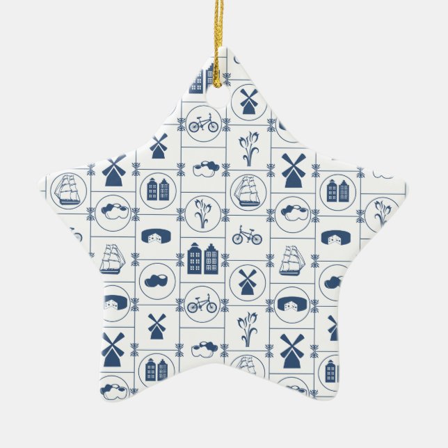 Niederländische blaue Fliesen Keramikornament (Vorne)