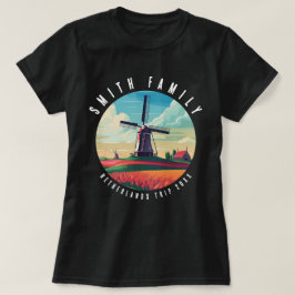 Niederländische Familienreise Windmühle Tulips Url T-Shirt