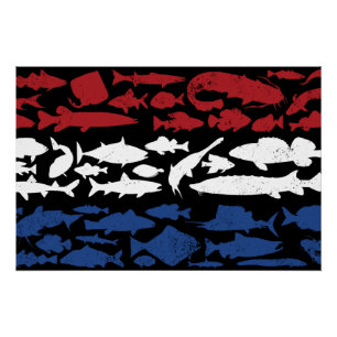 Niederländische Flagge aus Fisch - Angelgestaltung Poster