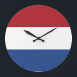 Niederländische Flagge Große Wanduhr<br><div class="desc">Niederländische Flagge</div>