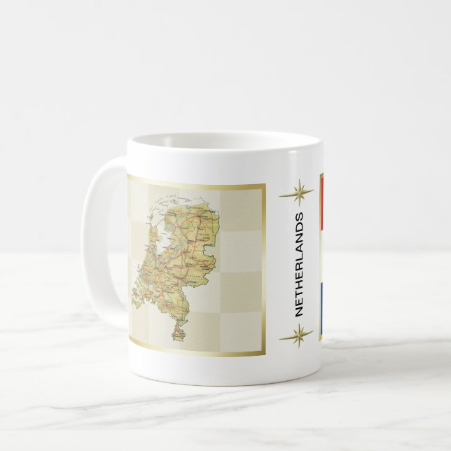 Niederländische Flagge + Karte Tasse (Vorderseite Links)