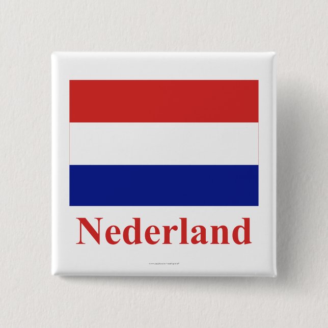 Niederländische Flagge mit Namen auf Holländer Button (Vorderseite)