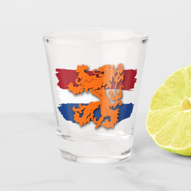 Niederländische Flagge Orange Lion Team Holland Schnapsglas (Vorderseite)