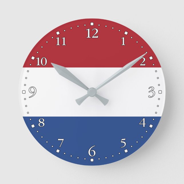 Niederländische Flagge Runde Wanduhr (Vorderseite)