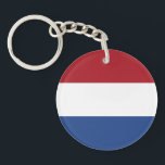 Niederländische Flagge Schlüsselanhänger<br><div class="desc">Patriotische Flagge der Niederlande.</div>