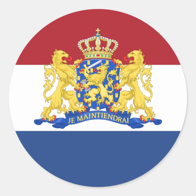Niederländische Flagge & Wappen, Flagge der Nieder Runder Aufkleber (Vorderseite)
