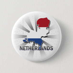 Niederländische Flaggen-Karte 2,0 Button