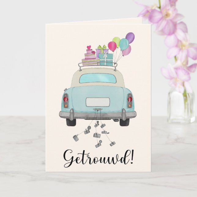 Niederländische Glückwünsche Wedding Blue Retro Ca Karte (Orchidee)