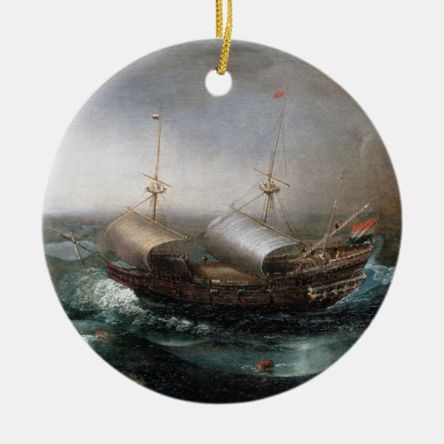 Niederländische Handelsschiffe und ein Smalschip Keramikornament (Vorne)