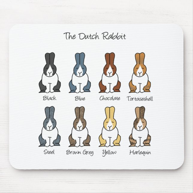 Niederländische Kaninchen-Farben Mousepad (Vorne)