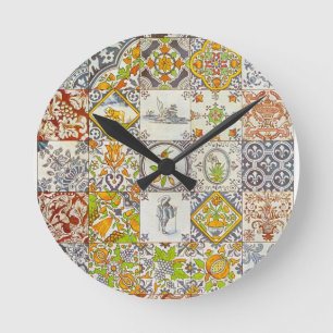 Niederländische Keramik-Fliesen Runde Wanduhr
