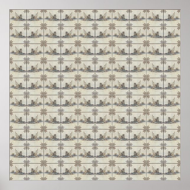 Niederländische Keramik Tiles 4 Poster (Vorne)