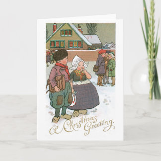 Niederländische Kinder - ein Weihnachtsgruß Feiertagskarte