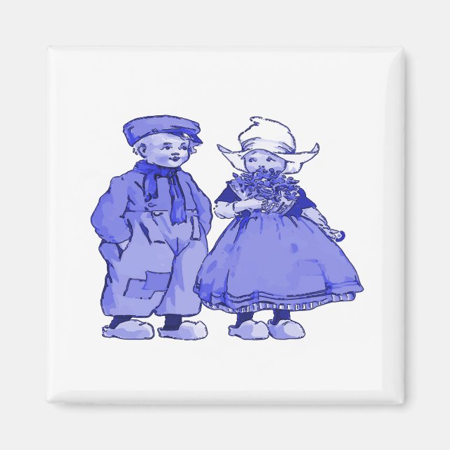 Niederländische Kinder in Blau Magnet (Vorne)