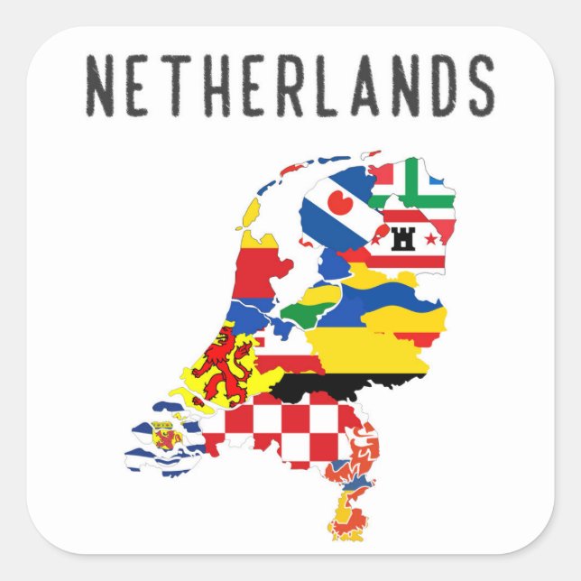 Niederländische Länderregionen - Flaggenbildersymb Quadratischer Aufkleber (Vorderseite)