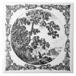 Niederländische Landschaft im Vintage-Delft-Stil S Fliese
