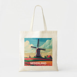 Niederländische Landschaft Tulpe Windmühle Niederl Tragetasche