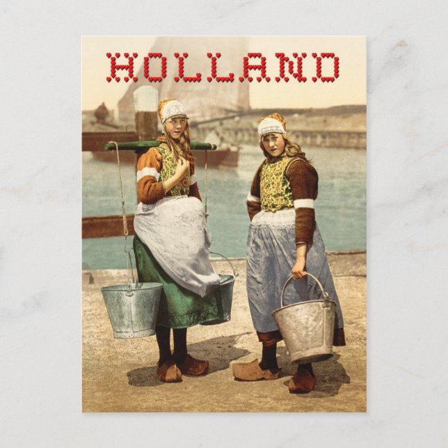 Niederländische Mädchen in traditionellen Kostümen Postkarte (Vorderseite)