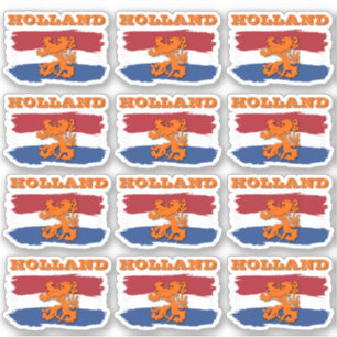 Niederländische Rot-Weiß-Blau-Flagge Orange Löwe T Aufkleber