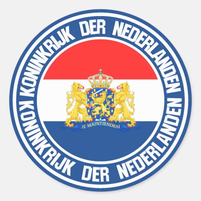 Niederländische RundEmblem Runder Aufkleber (Vorderseite)