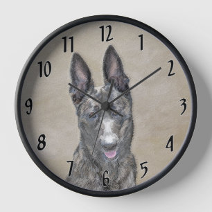 Niederländische Schäferhund-Malerei - Süße origine Uhr