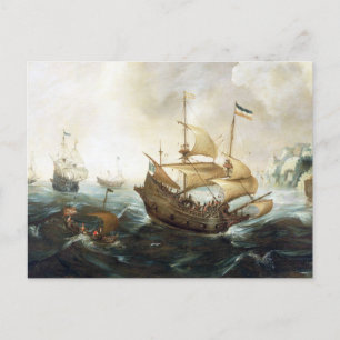 Niederländische Schiffe 1600er Jahre Postkarte