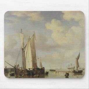 Niederländische Schiffe küstenwärts und badende Mousepad